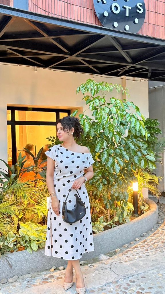 Polka white and black dot dress